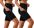 2 Pack Women'S 8" Biker Shorts High Waist Yoga Workout Gym Running Volleyball Spandex Shorts with Pockets